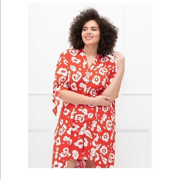 ELOQUII Stencil Print Walk Through Maxi Romper - Picture 2 of 13